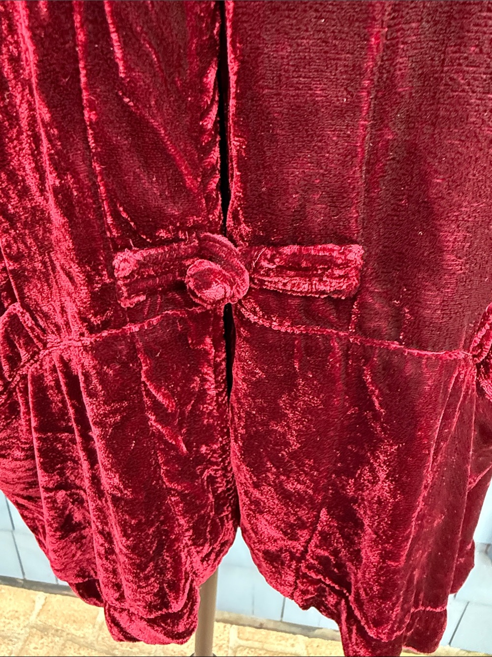 Kleen XL Velvet Button-Front Tunic Top - Red silk blend gorgeous - Picture 3 of 10